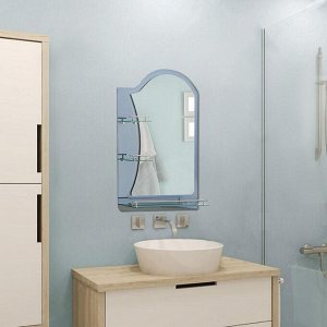 Зеркало в ванную комнату двухслойное Ассоona A623, 80x60 см, 3 полки, цвет сталь