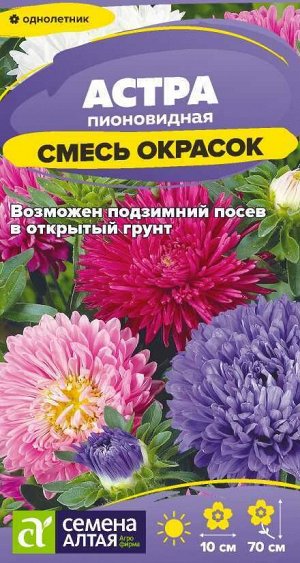 Цветы Астра Пионовидная Смесь Окрасок/Сем Алт/цп 0,2 гр.