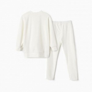 Костюм детский (свитшот, леггинсы) KAFTAN Plushy 32 (110-116), белый