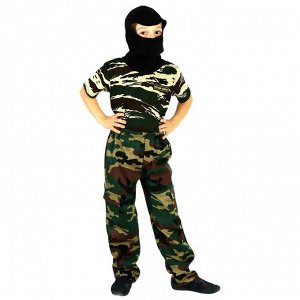 Детский камуфляжный костюм "Меткий снайпер", штаны, футболка, маска, рост 110 см