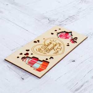 Деревянная открытка "С Днем свадьбы!" подарки