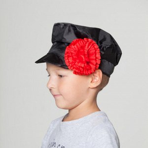 Шляпа "Картуз с цветком", р-р 110-122, цвет чёрный