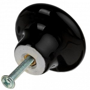 Ручка-кнопка BOWL Ceramics 002, d=38, керамическая, черная