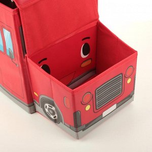 Короб для хранения с крышкой «Школьный автобус», 55?26?30 см, 2 отделения, цвет красный