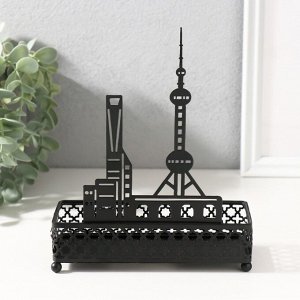 Подставка для мелочей металл «Город», чёрный, 6.3x14.5x18.5 см