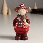 Сувенир керамика &quot;Лосик в красном пуховике, держит звёздочку&quot; 7,3х6,8х12,6 см