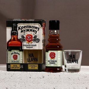 Подарочный набор «На удачу», гель для душа виски 100 мл и стопка, Чистое счастье
