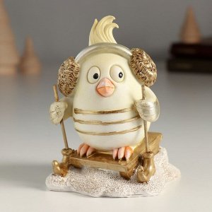 Фигурка полистоун «Птенчик с хохолком, в наушниках», 9x8x11 см