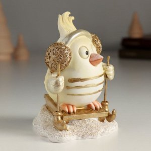 Фигурка полистоун «Птенчик с хохолком, в наушниках», 9x8x11 см