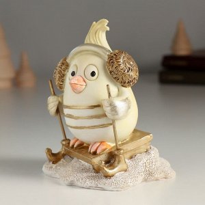 Фигурка полистоун «Птенчик с хохолком, в наушниках», 9x8x11 см