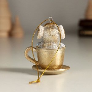 Фигурка-подвеска полистоун «Пингвинёнок в чашке», ёлочная игрушка, 5.5x4.5x6 см