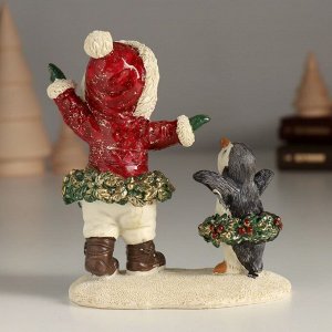 Фигурка полистоун «Малышка с пингвинёнком - танцы», 10.5x5.5x12 см