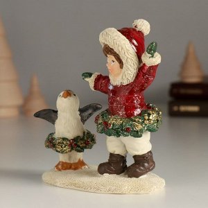 Фигурка полистоун «Малышка с пингвинёнком - танцы», 10.5x5.5x12 см