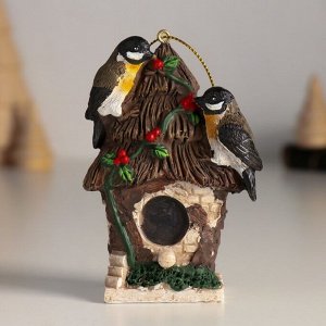 Фигурка полистоун подвеска «Синички на скворечнике», 6.5x4x9.5 см