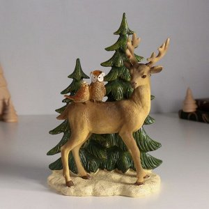 Фигурка полистоун «Оленёнок с птичками у ёлочек», 14x8x20 см