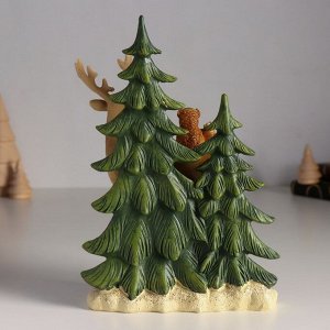 Фигурка полистоун «Оленёнок с птичками у ёлочек», 14x8x20 см