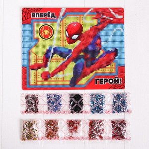 Алмазная мозаика для детей "Вперед, герой" Человек-паук, 20 х 25