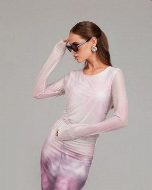 Платье из сетки со сборкой PSK001