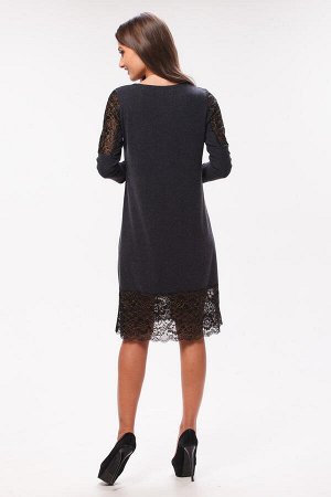 Платье Женское 4-31в (тёмно-серый) Кружево