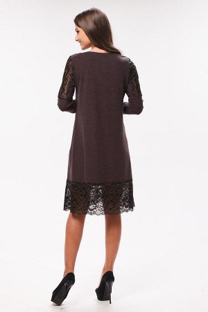Платье Женское 4-31г (тёмный шоколад) Кружево