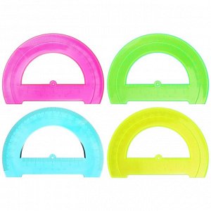 Транспортир 180*/12 см NEON Cristal, отливная шкала, МИКС