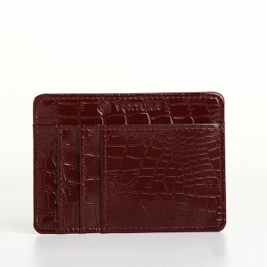 Картхолдер кожаный, TEXTURA, 4 карты, цвет бордовый