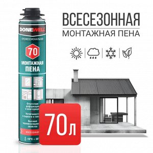 Монтажная пена профессиональная всесезонная DONEWELL 70 1000мл