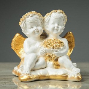 Сувенир-статуэтка "Пара ангелов с букетом", 13 см