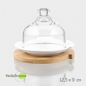 Лимонница BellaTenero, 12.5*9 см, на бамбуковой подставке, фарфор, стекло, белая