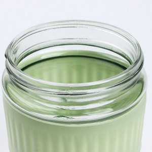 Стакан с крышкой, 350 мл, стекло, зелёный