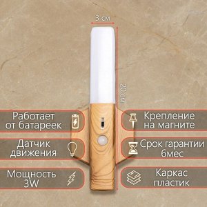 Бра с датчиком движения "Юник" LED от батареек 3хААА 9,5х3х20 см