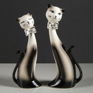 Набор статуэток "Коты сладкая парочка", серый, 28 см