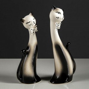 Набор статуэток "Коты сладкая парочка", серый, 28 см