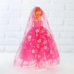Кукла на подставке «Принцесса», розовое платье в цветок