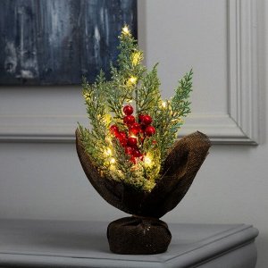 Фигура светодиодная «Рябина под снегом» 32x23x20 см, 20 LED, батарейки AG13x3 (в комплекте), свечение тёплое белое