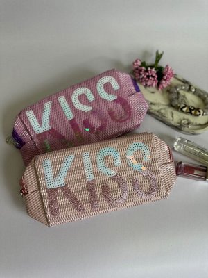 Косметичка женская/детская со стразами  "Kiss"