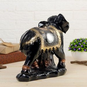 Сувенир "Слоны семья", чёрный, 26 см