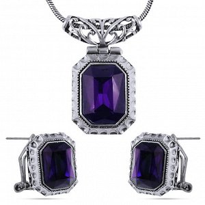 Комплект Комплект фиолетовый с гальваническим покрытием под серебро с кристаллами S*W*AROVSKI