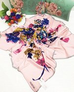 Платок шелковый с цветочным рисунком (100*100 см)