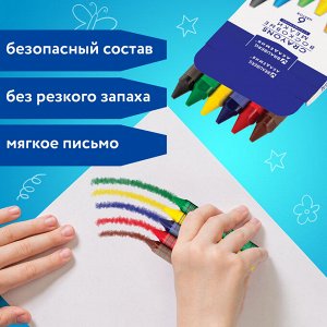 Восковые мелки утолщенные BRAUBERG "АКАДЕМИЯ", НАБОР 6 цветов, 227286