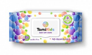 Коробка 3 шт. Влажные салфетки детские TomiKids 60шт