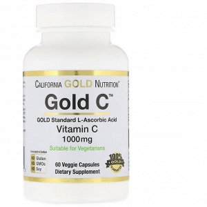 Витамин C California Gold Nutrition, Витамин C, Quali-C Европейского производства, 1000 мг, 60 растительных капсул. Отзыв: Пропили всей семьей за две недели,т.к. пришел очень вовремя, мы все простыли,