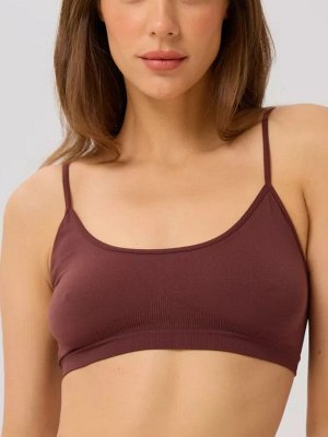 INTIMIDEA Reggiseno Beverly Hills Топ женский из мягкой микрофибры, на тонких бретелях, идеальная посадка по фигуре и поддержка без косточек.(mustang - шоколадный цвет) пр. Италия.