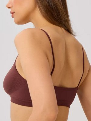 INTIMIDEA Reggiseno Beverly Hills Топ женский из мягкой микрофибры, на тонких бретелях, идеальная посадка по фигуре и поддержка без косточек.(mustang - шоколадный цвет) пр. Италия.
