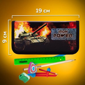 Пенал ПИФАГОР, 1 отделение, ламинированный картон, 19х9 см, Iron Power, 229193
