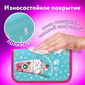 Пенал 2 отделения,ЮНЛАНДИЯ, полиэстер, 19х11 см, Yummy cat, 271023