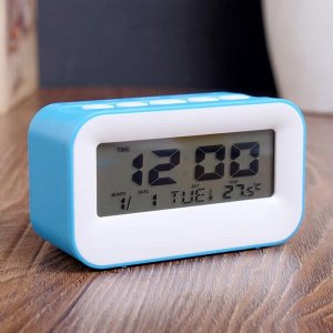 Часы настольные электронные "Крета": будильник, термометр, календарь, 11 х 6 х 4,5 см, микс