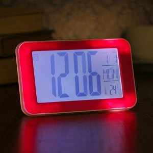 Часы-будильник электронные, с подсветкой, температура, дата, батарея 2ААА, 14?3?9 см, МИКС