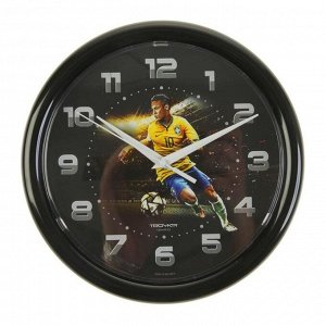Часы настенные круглые "Футболист", чёрный обод, 24х24 см