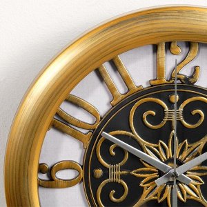 Часы настенные, серия: Интерьер, "Роана", d=25 см, под золото